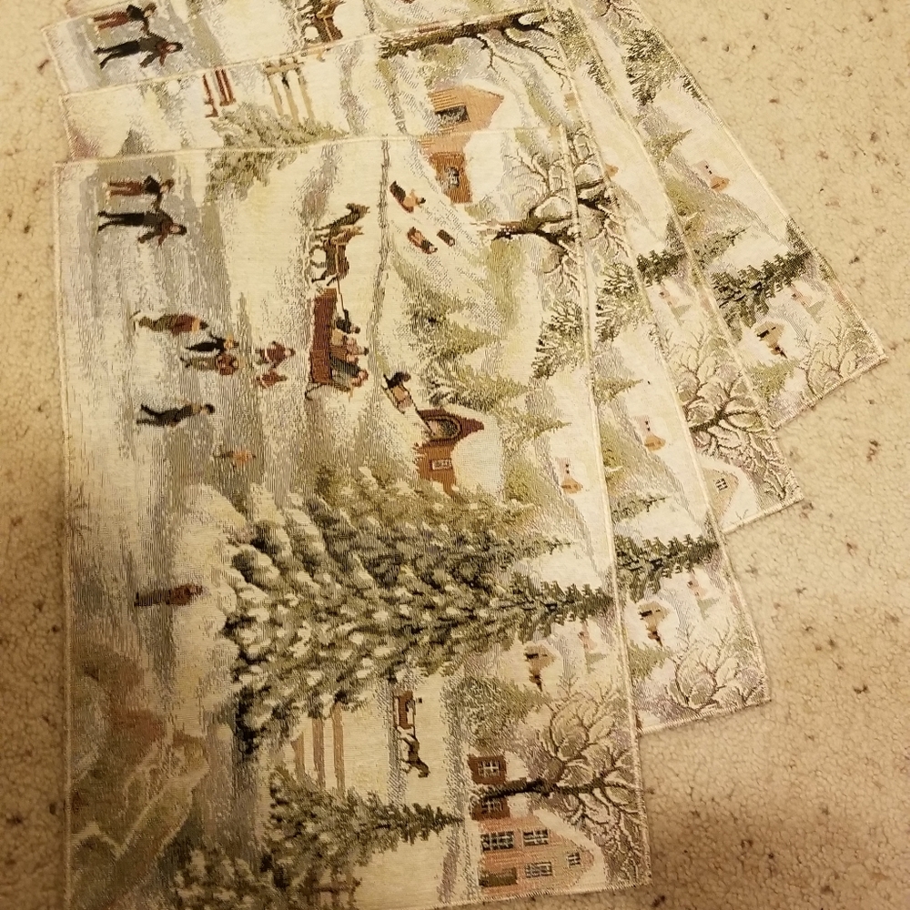 Tapestry "snow scene" placemats